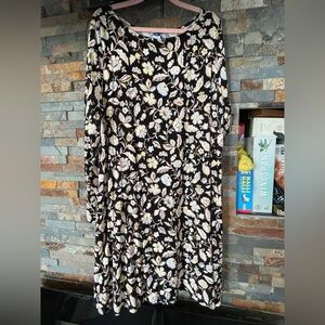 Old Navy Black Floral Dress with Cream and Yellow Accents
